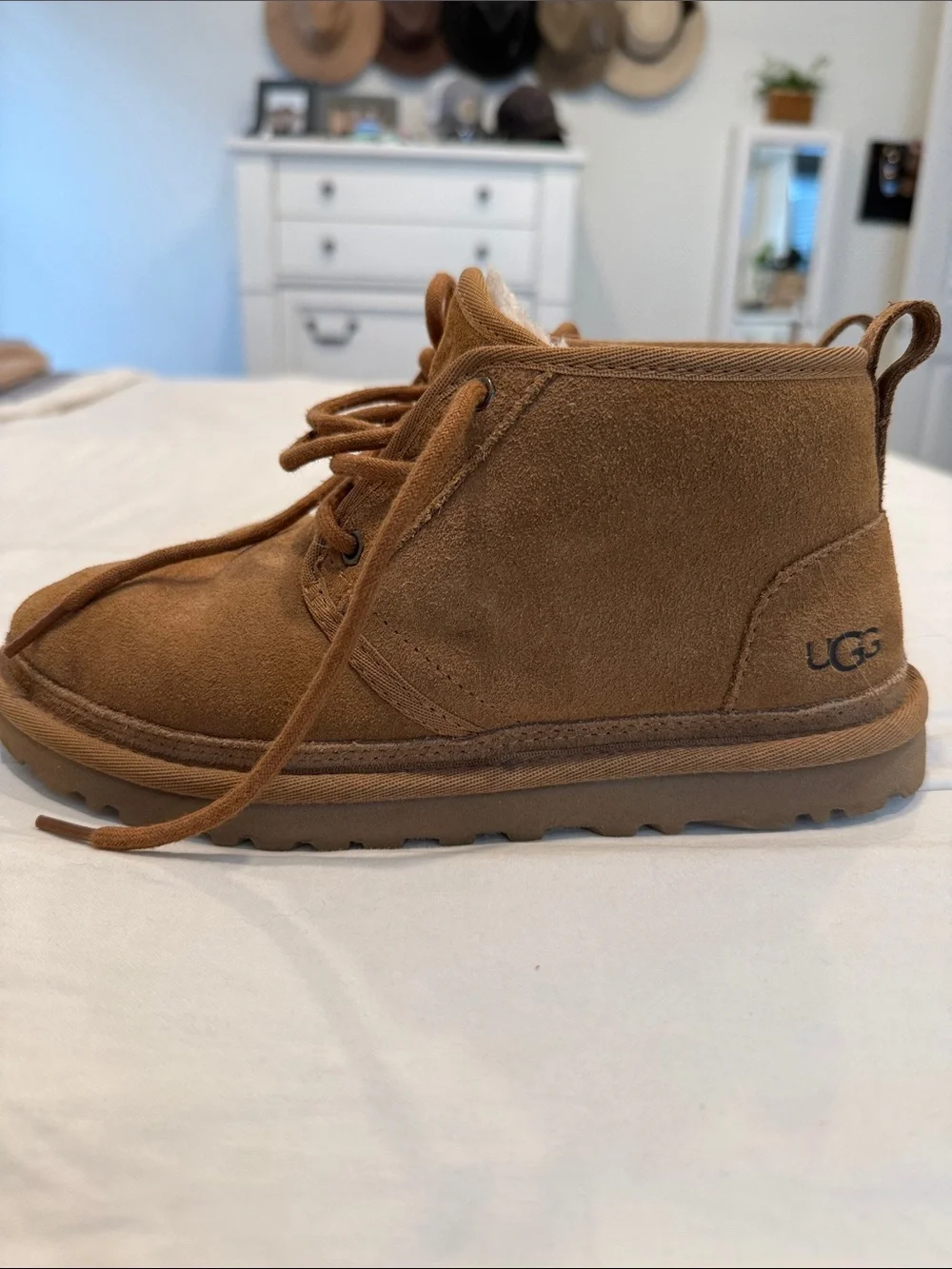 UGG Chestnut Suede Lace-Up Ankle Booties